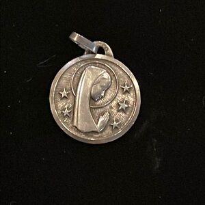 Antique Sterling Silver Religious Medallion Pendant